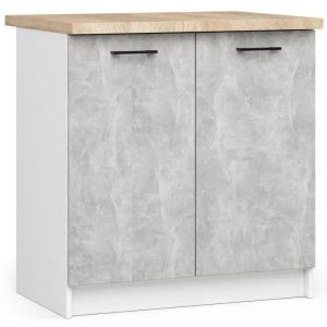 Szafka do kuchni, z blatem, KLARA, 80x60x85, biel, beton | TYLETEGOTU 989032 Szafka do kuchni, z blatem, KLARA, 80x60x85, biel, beton | TYLETEGOTU 989032