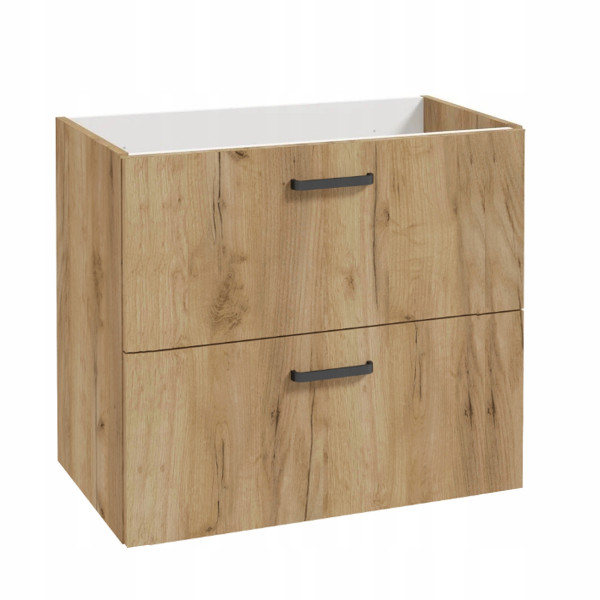 Szafka do Łazienki pod Umywalkę 80 x40cm Dąb Craft Złoty Wisząca 2 Szuflady 754579