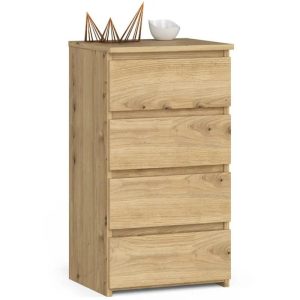 Szafka do sypialni, STILO, 4 szuflady, 40x35x74 cm, dąb, mat | TYLETEGOTU 834225 Szafka do sypialni, STILO, 4 szuflady, 40x35x74 cm, dąb, mat | TYLETEGOTU 834225
