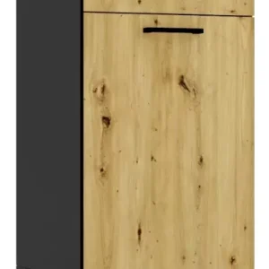 Szafka dolna z szufladą 40 cm grafit + dąb artisan – Zyero 619880 Szafka dolna z szufladą 40 cm grafit + dąb artisan – Zyero 619880