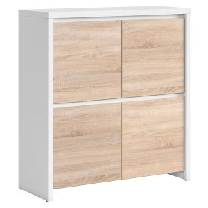 Szafka Kaspian 105 cm czterodrzwiowa biały/dąb sonoma 31004 Szafka Kaspian 105 cm czterodrzwiowa biały/dąb sonoma 31004