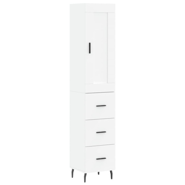 Szafka Komoda Biała z Drzwiami 34.5x34x180 cm do Salonu Pokoju 742557