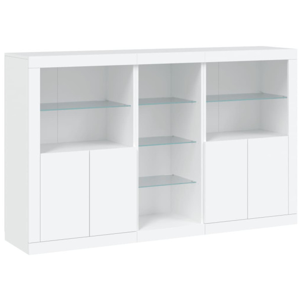 Szafka Komoda Regał Biała LED z Drzwiami Szklanymi 162x37x100 cm do Salonu 769736