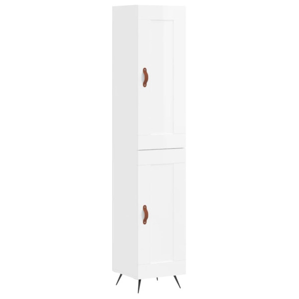 Szafka Komoda Regał Biała Połysk z Drzwiami 34.5x34x180 cm do Salonu Pokoju 742556