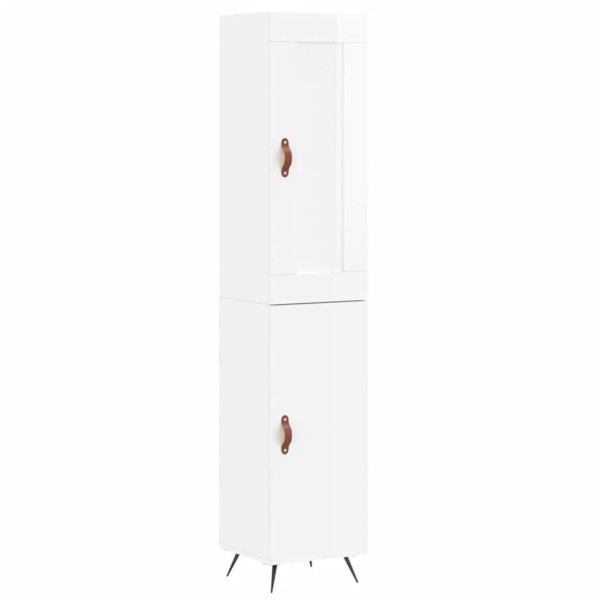 Szafka Komoda Regał Biała Połysk z Drzwiami 34.5x34x180 cm do Salonu Pokoju 741418