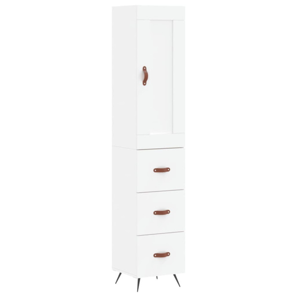 Szafka Komoda Regał Biała z Drzwiami 34.5x34x180 cm do Salonu Pokoju 742550