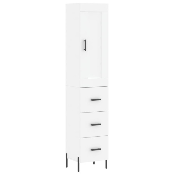 Szafka Komoda Regał Biała z Drzwiami 34.5x34x180 cm do Salonu Pokoju 742558