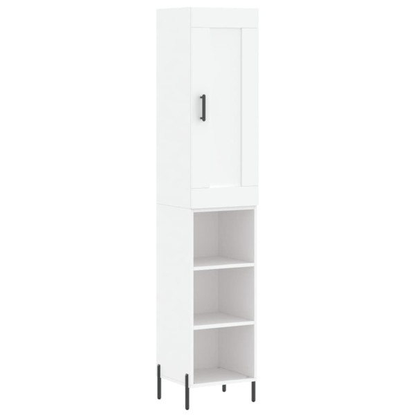 Szafka Komoda Regał Biała z Drzwiami 34.5x34x180 cm do Salonu Pokoju 747873