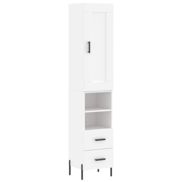 Szafka Komoda Regał Biała z Drzwiami 34.5x34x180 cm do Salonu Pokoju 747877