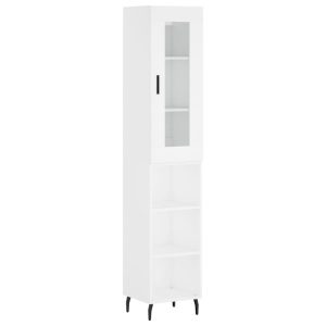 Szafka Komoda Regał Biała z Drzwiami Szklanymi z Półkami 34.5x34x180 cm 740468 Szafka Komoda Regał Biała z Drzwiami Szklanymi z Półkami 34.5x34x180 cm 740468