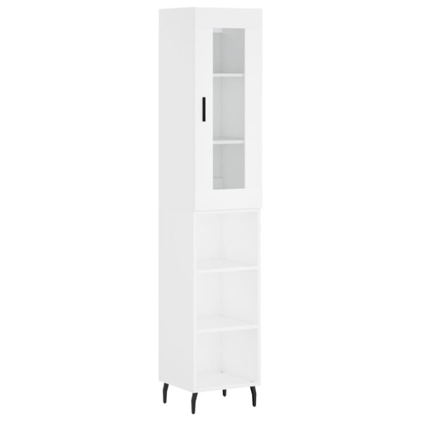 Szafka Komoda Regał Biała z Drzwiami Szklanymi z Półkami 34.5x34x180 cm 740468