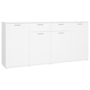 Szafka Komoda Regał Biała z Drzwiami z Szufladami 160x36x75 cm do Salonu 766541 Szafka Komoda Regał Biała z Drzwiami z Szufladami 160x36x75 cm do Salonu 766541