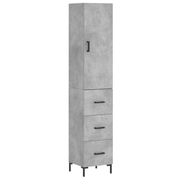 Szafka Komoda Regał Szara Beton z Drzwiami 34.5x34x180 cm do Salonu Pokoju 741422