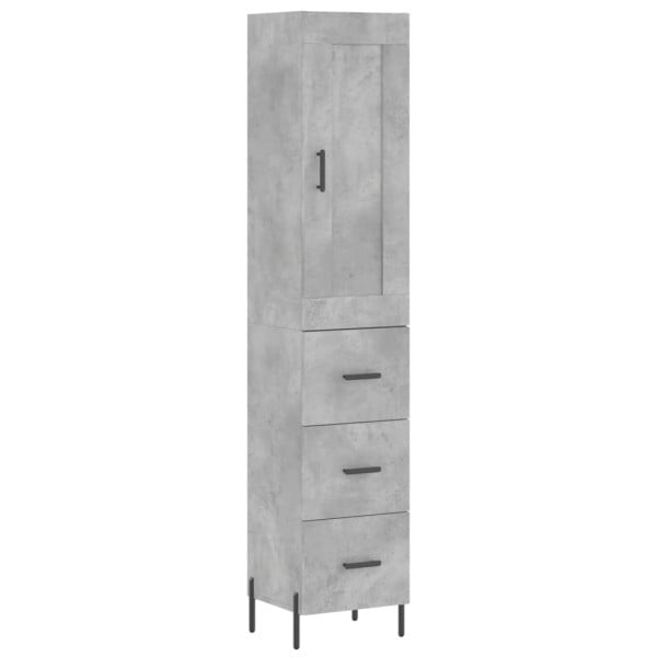 Szafka Komoda Regał Szara Beton z Drzwiami 34.5x34x180 cm do Salonu Pokoju 741757