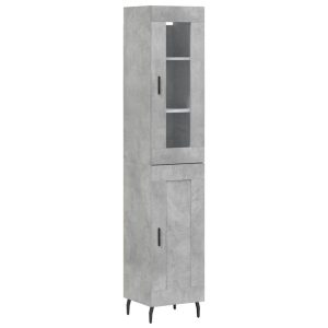 Szafka Komoda Regał Szara Beton z Drzwiami Szklanymi 34.5x34x180 cm 751546 Szafka Komoda Regał Szara Beton z Drzwiami Szklanymi 34.5x34x180 cm 751546