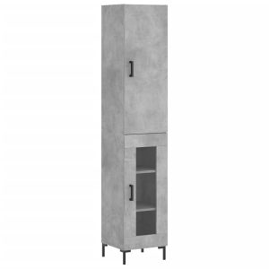 Szafka Komoda Regał Szara Beton z Drzwiami Szklanymi 34.5x34x180 cm 740456 Szafka Komoda Regał Szara Beton z Drzwiami Szklanymi 34.5x34x180 cm 740456