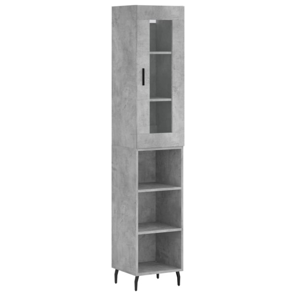 Szafka Komoda Regał Szara Beton z Drzwiami Szklanymi z Półkami 34.5x34x180 740457