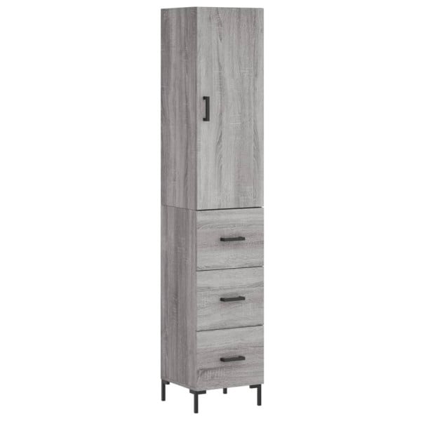 Szafka Komoda Regał Szara Dąb Sonoma z Drzwiami 34.5x34x180 cm do Salonu 741440