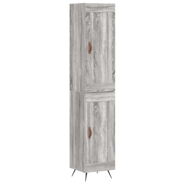 Szafka Komoda Regał Szara Dąb Sonoma z Drzwiami 34.5x34x180 cm do Salonu 741411