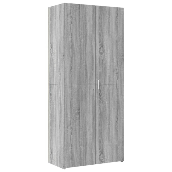Szafka Komoda Regał Szara Dąb Sonoma z Drzwiami z Półkami 80x42.5x185 cm 740256