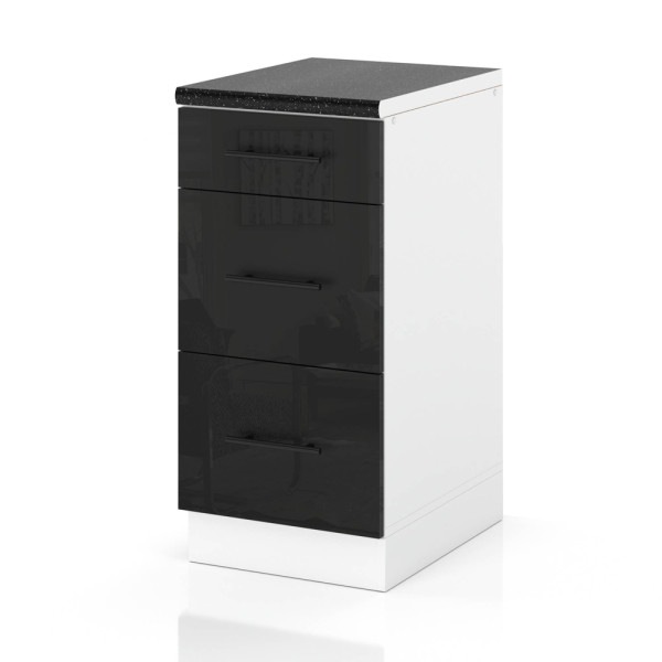 Szafka kuchenna 3 szuflady dolna 40cm spremium czarny połysk 373992