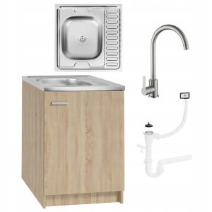 Szafka Kuchenna 60×60 Dąb Sonoma Zlewozmywak Bateria Wysoka Oliwka Syfon 519539 Szafka Kuchenna 60×60 Dąb Sonoma Zlewozmywak Bateria Wysoka Oliwka Syfon 519539