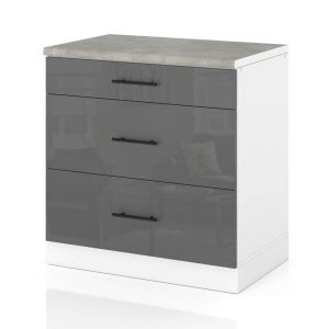 Szafka kuchenna 80cm dolna 3 szuflady spremium szary połysk 373865 Szafka kuchenna 80cm dolna 3 szuflady spremium szary połysk 373865