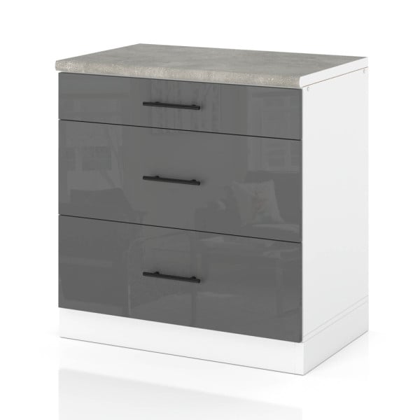 Szafka kuchenna 80cm dolna 3 szuflady spremium szary połysk 373865