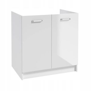 Szafka Kuchenna Biała Połysk 80 x 50 cm Stojąca pod Zlewozmywak Dolna 1101073