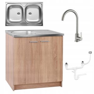 Szafka Kuchenna Dąb Sonoma 80 Zlew 2 Komory Bateria Wysoka 477115 Szafka Kuchenna Dąb Sonoma 80 Zlew 2 Komory Bateria Wysoka 477115
