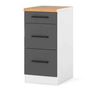 Szafka kuchenna dolna 3 szuflady blande 40cm biała szara 373879 Szafka kuchenna dolna 3 szuflady blande 40cm biała szara 373879