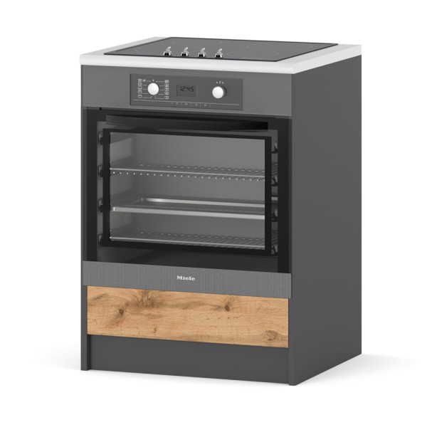 Szafka kuchenna dolna bella piekarnik 60cm szary dąb wotan 378058