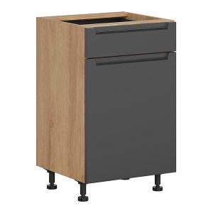 Szafka kuchenna dolna Iris 50 cm prawa z szufladą cichy domyk grafitowa 454576