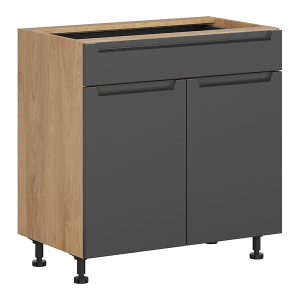 Szafka kuchenna dolna Iris 80 cm dwudrzwiowa z szufladą cichy domyk grafitowa 454582 Szafka kuchenna dolna Iris 80 cm dwudrzwiowa z szufladą cichy domyk grafitowa 454582
