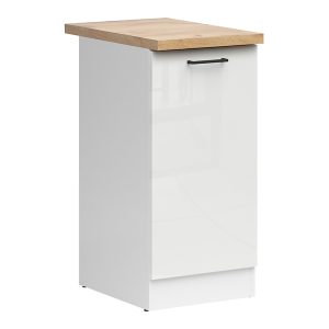Szafka kuchenna dolna Junona Line 40 cm lewa kredowy połysk z blatem 174695 Szafka kuchenna dolna Junona Line 40 cm lewa kredowy połysk z blatem 174695