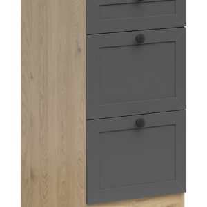 Szafka kuchenna dolna Junona Line 40 cm z 3 szufladami dąb bernstein/grafit 308972 Szafka kuchenna dolna Junona Line 40 cm z 3 szufladami dąb bernstein/grafit 308972