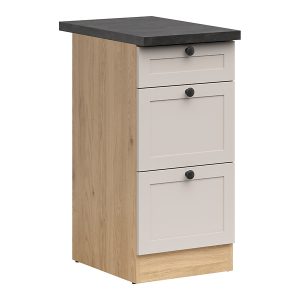Szafka kuchenna dolna Junona Line 40 cm z szufladami dąb bernstein/uni kaszmir z blatem 866361 Szafka kuchenna dolna Junona Line 40 cm z szufladami dąb bernstein/uni kaszmir z blatem 866361