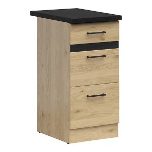 Szafka kuchenna dolna Junona Line 40 cm z szufladami dąb bernstein z blatem 281156 Szafka kuchenna dolna Junona Line 40 cm z szufladami dąb bernstein z blatem 281156