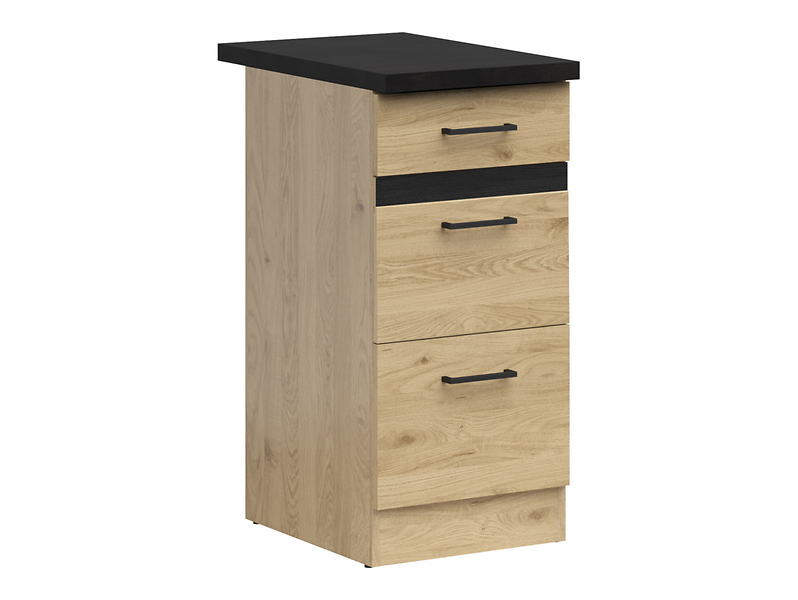 Szafka kuchenna dolna Junona Line 40 cm z szufladami dąb bernstein z blatem 281156