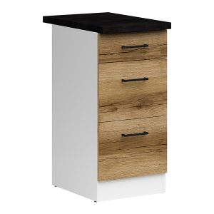 Szafka kuchenna dolna Junona Line 40 cm z szufladami dąb delano jasny z blatem 158039 Szafka kuchenna dolna Junona Line 40 cm z szufladami dąb delano jasny z blatem 158039