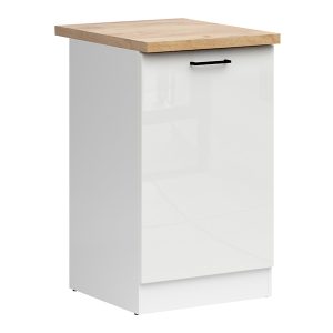 Szafka kuchenna dolna Junona Line 50 cm lewa kredowy połysk z blatem 174697 Szafka kuchenna dolna Junona Line 50 cm lewa kredowy połysk z blatem 174697