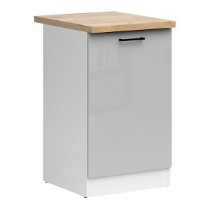 Szafka kuchenna dolna Junona Line 50 cm prawa jasny szary połysk z blatem 174483 Szafka kuchenna dolna Junona Line 50 cm prawa jasny szary połysk z blatem 174483