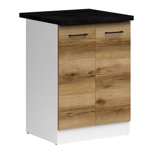 Szafka kuchenna dolna Junona Line 60 cm dwudrzwiowa dąb delano jasny z blatem 158038 Szafka kuchenna dolna Junona Line 60 cm dwudrzwiowa dąb delano jasny z blatem 158038