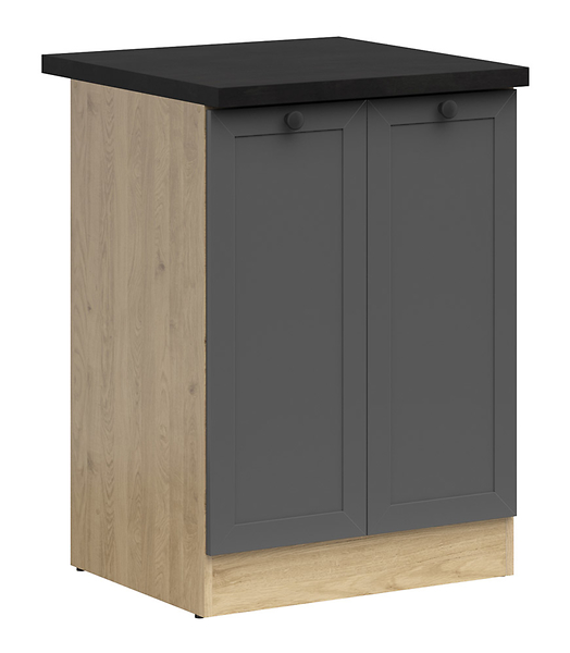 Szafka kuchenna dolna Junona Line 60 cm dwudrzwiowa grafitowa z blatem 310321