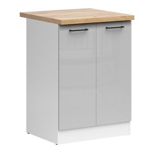 Szafka kuchenna dolna Junona Line 60 cm dwudrzwiowa jasny szary połysk z blatem 174484 Szafka kuchenna dolna Junona Line 60 cm dwudrzwiowa jasny szary połysk z blatem 174484