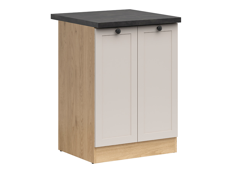 Szafka kuchenna dolna Junona Line 60 cm dwudrzwiowa z batem dąb bernstein/uni kaszmir 866353