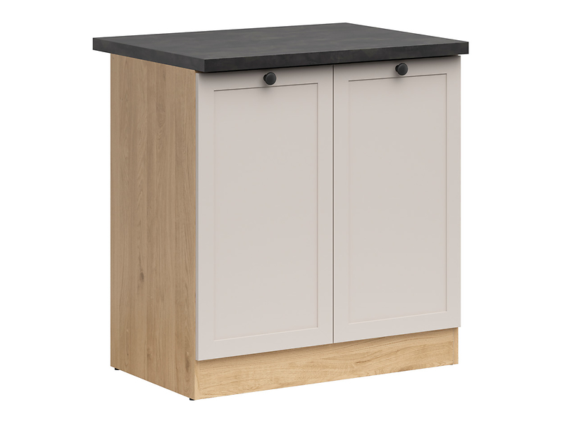 Szafka kuchenna dolna Junona Line 80 cm dwudrzwiowa dąb bernstein/uni kaszmir z blatem 866357