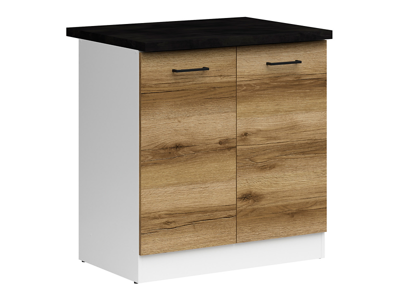 Szafka kuchenna dolna Junona Line 80 cm dwudrzwiowa dąb delano jasny z blatem 157861