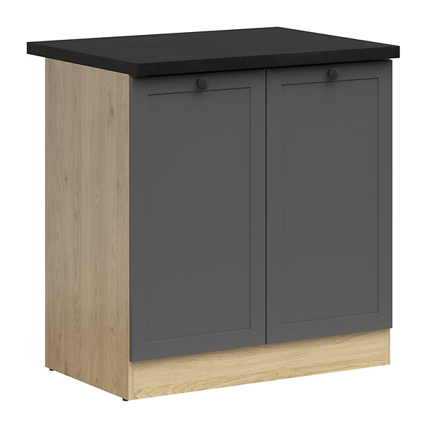 Szafka kuchenna dolna Junona Line 80 cm dwudrzwiowa grafitowa z blatem 310322