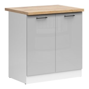 Szafka kuchenna dolna Junona Line 80 cm dwudrzwiowa jasny szary połysk z blatem 174485 Szafka kuchenna dolna Junona Line 80 cm dwudrzwiowa jasny szary połysk z blatem 174485